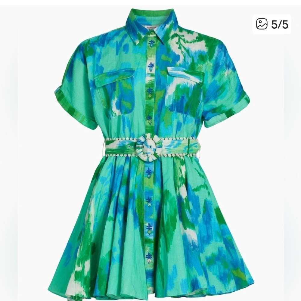 HEMANT & NANDITA  Green and Blue Patterned Shirt Dress, Brand New Size XL